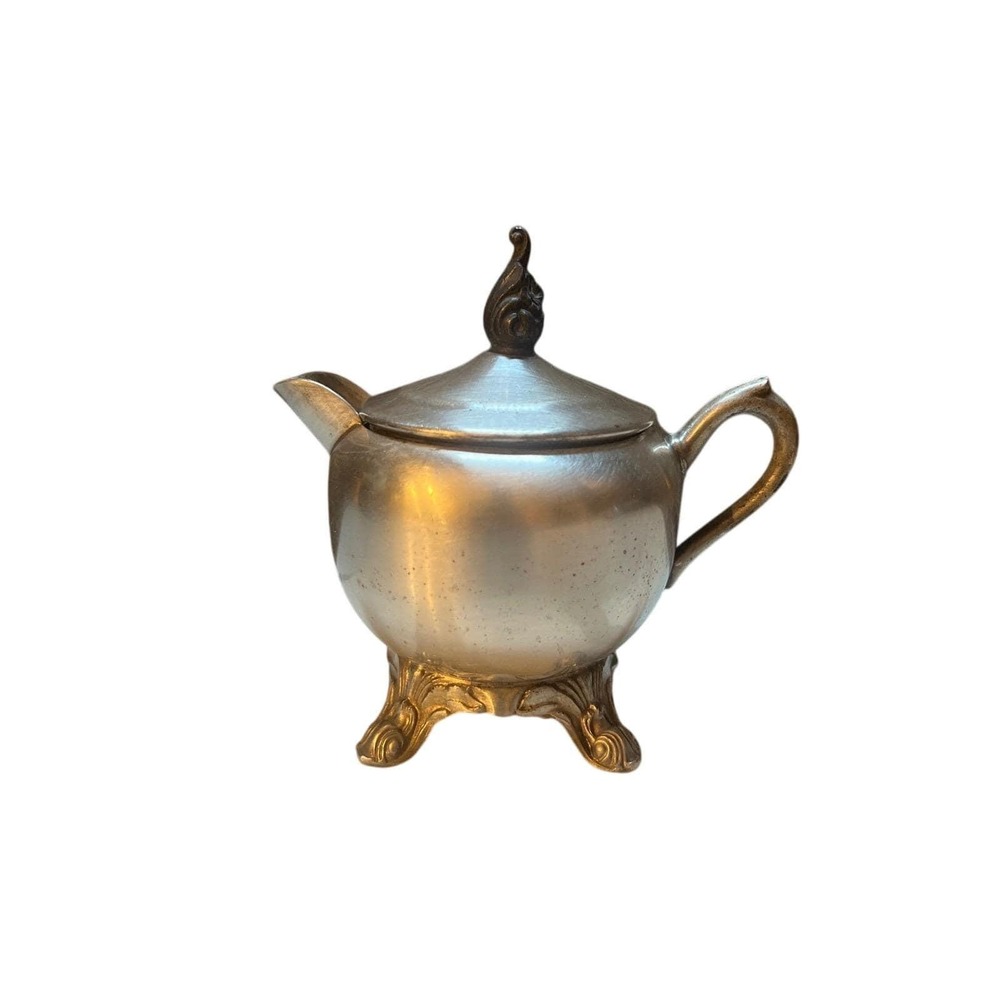FB Rogers Silver Ornate‎ Vintage Silverplated Footed Lidded Creamer Tea Party